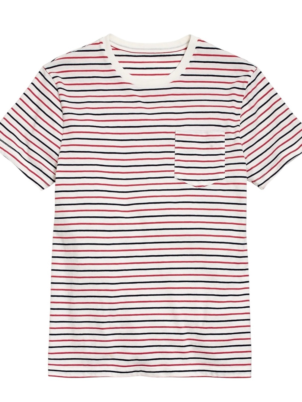 J.Crew Mercantile Broken-In Seaside Striped Pocket Tee Ivory Red Navy L